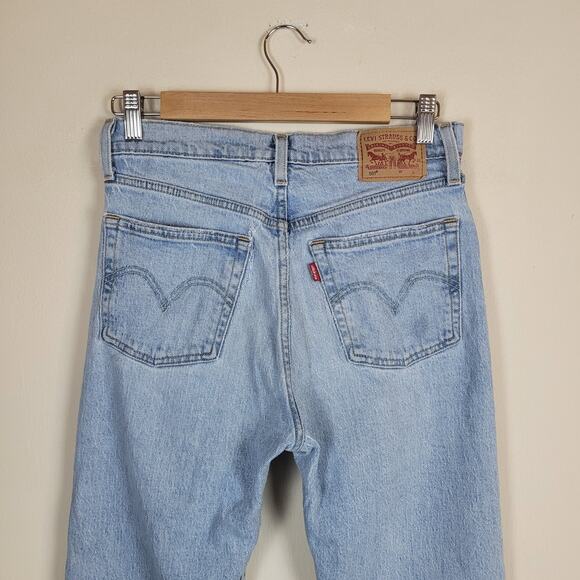 Levis 501 Jeans 26x32 Blue Button Fly Distressed High Rise Light Wash Straight - Picture 4 of 10